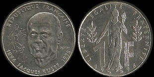 1 franc 1996 Jacques Rueff, cotation